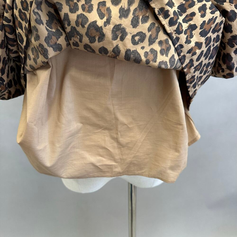 Abercrombie & Fitch Short-Sleeve Tie-Front Top Leopard Print Size Large NWT - Picture 9 of 16